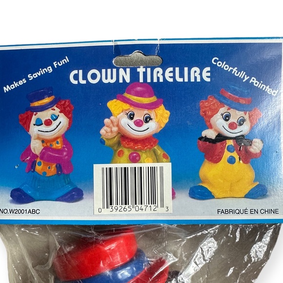 Vintage New In Package Set Of Two Plastic Clown Piggy Banks Clown Tirelire - Picture 11 of 11